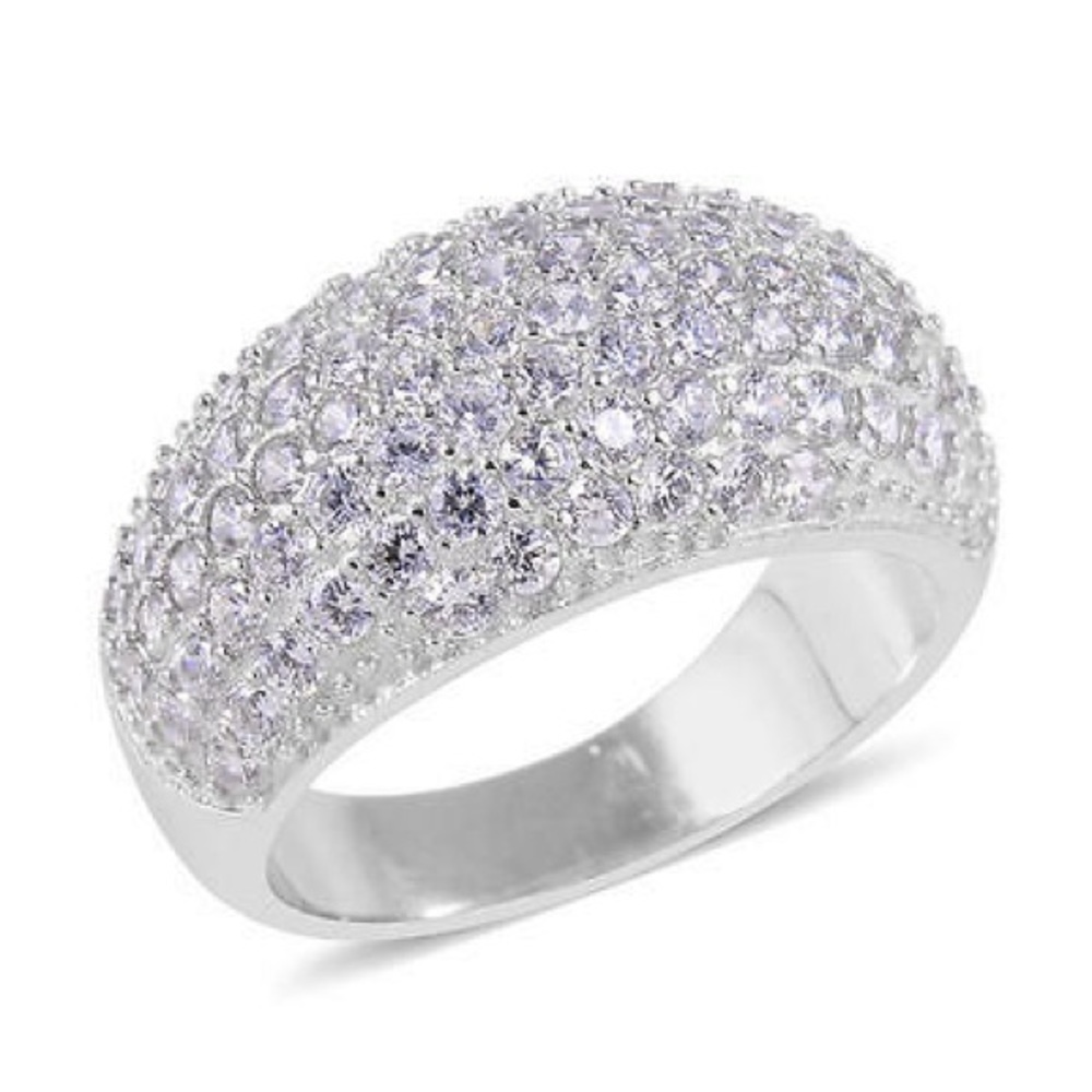 Cluster Band Dome Sterling Silver Ring Size 7